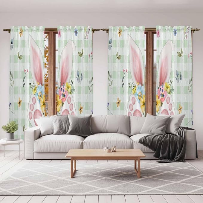 Easter Window Curtains 72 Inch Long 2 Panel Set, Rod Pocket Long Curtains & - Image 7