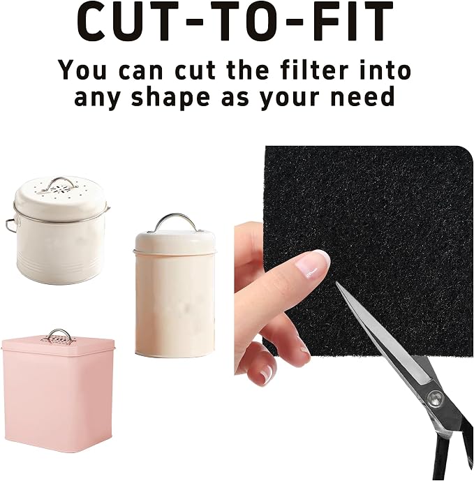 6PCS 5” Square Compost Bin Charcoal Filters, 0.4” Thick Activated Carbon Filters - Image 7