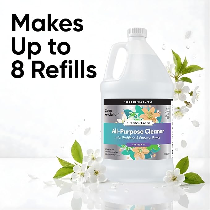 Clean Revolution SuperCharged All Purpose Cleaner, Non-Toxic, Eco-Friendly & Plant-Based, Ready to Use, Spring Air, 128 Fl Oz