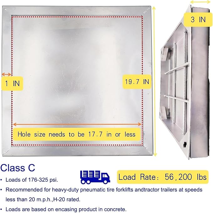 C Class 20x20 Invisible Stainless Steel Manhole Cover and Frame - Image 2