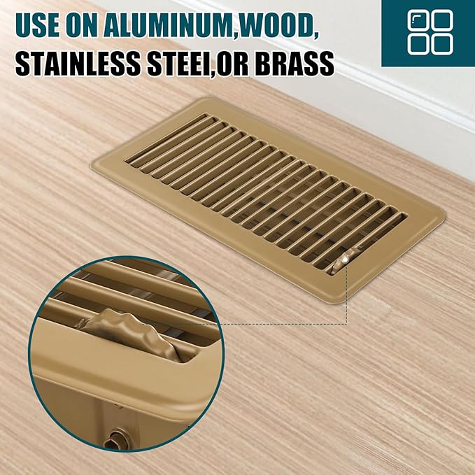 VOISEN Floor Register 4x10, 2 Pack Brown Floor Vent Covers, Heavy Duty Steel - Image 5