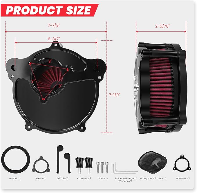 Harley M8 Air Filter, High-Flow Air Filter compatible - Image 9