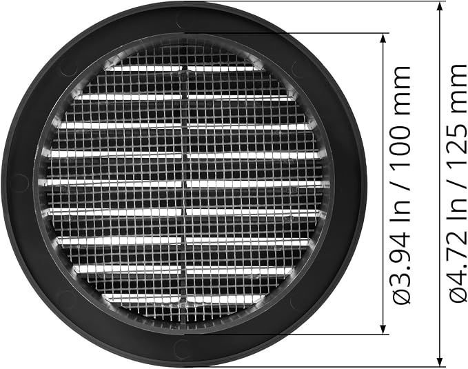 Black 4" Inch Round Ventilation Grille - Image 5