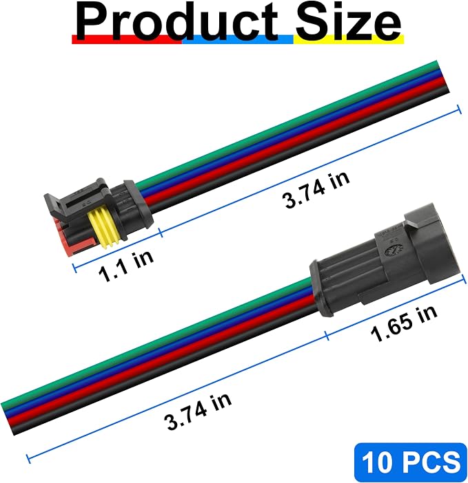 10Pcs 4 Pin Connector, 16AWG Car Waterproof Electrical Connector, Quick - Image 2