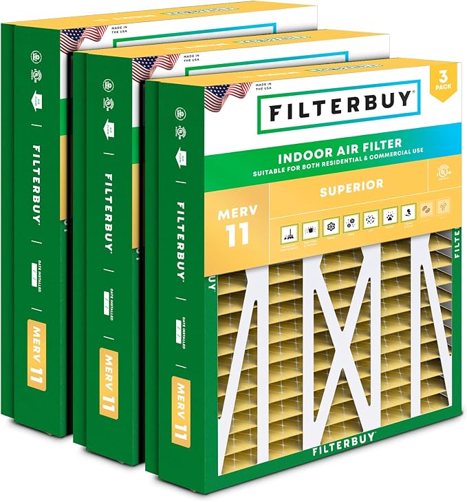 Filterbuy 21x21.5x5 Air Filter MERV 11 Superior Pet & Allergy Defense, Pleated by Filterbuy