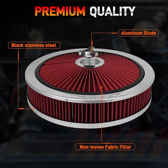 14"x3" High Flow Round Air Cleaner Filter Assembly Kit - Image 4