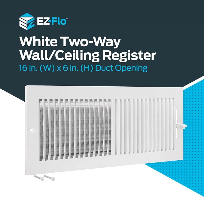 EZ-FLO 16 x 6 Inch White Air Vent Cover - Image 2