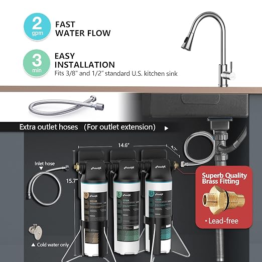 Frizzlife TW10 Under Sink Water Filter System, NSF/ANSI 53&42 Certified Elements - Image 3