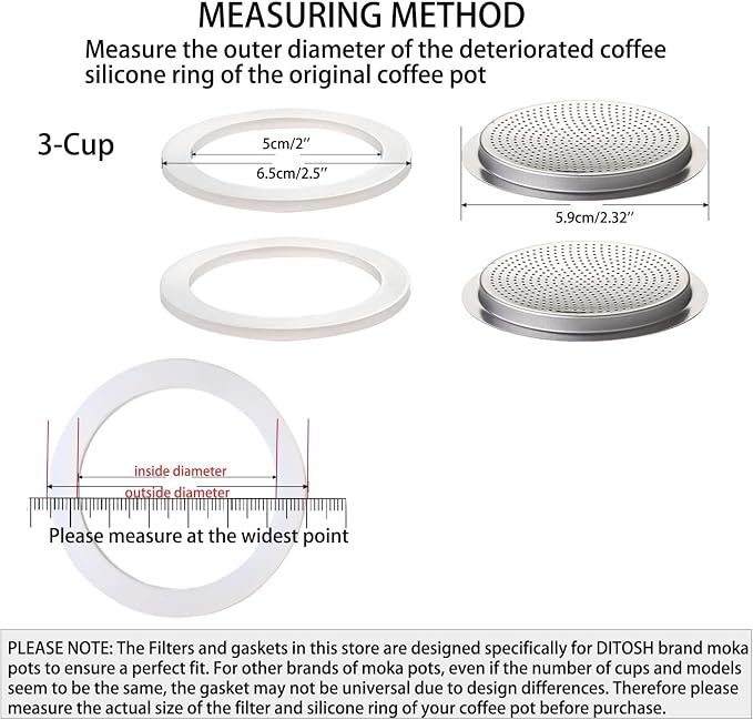 2 Pcs Filter with 3 Pcs Silicone Gasket Seals - Image 3