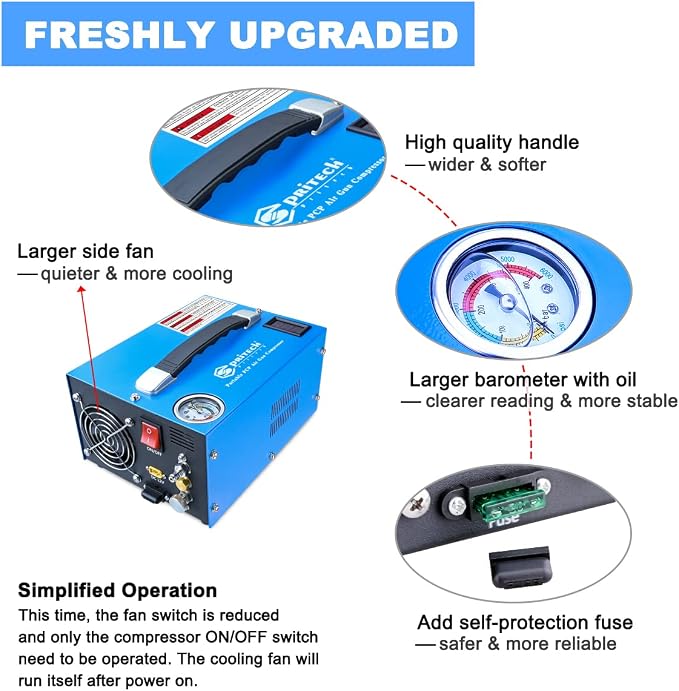 PCP Air Compressor, Portable 4500Psi/30Mpa, Water/Oil-Free, PCP Rifle/Pistol - Image 2