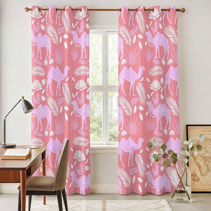 2 Panel Kitchen Cafe Curtains, Desert Camel Sunlight Filtering Nature Air - Image 4