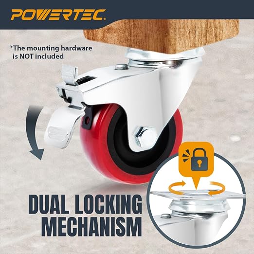POWERTEC 2 Inch Swivel Caster Wheels Set of 4 - Image 4