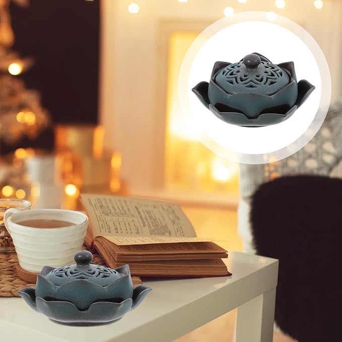 Healeved Ceramic Floral Incense Holder Vintage Antique Incense Burner - Image 8
