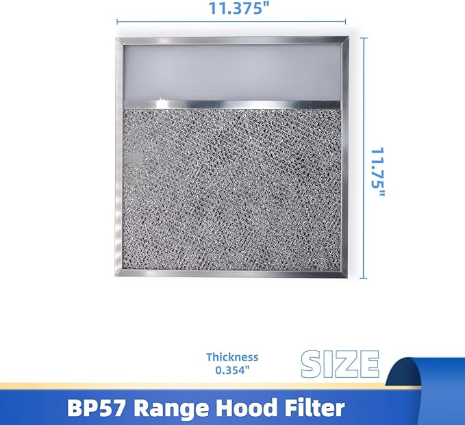 BP57 Range Hood Filter with Light Lens 11-3/8 x 11-3/4 In 1-Pack Stove Hood - Image 3