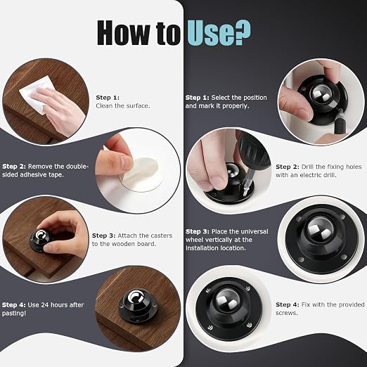 1 Inch Self Adhesive Caster Wheels - Image 6