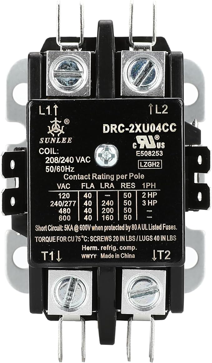 SunLee 2 Pole 40 Amp 208/240Vac Coil UL Recognized A2L Compliant Definite - Image 3