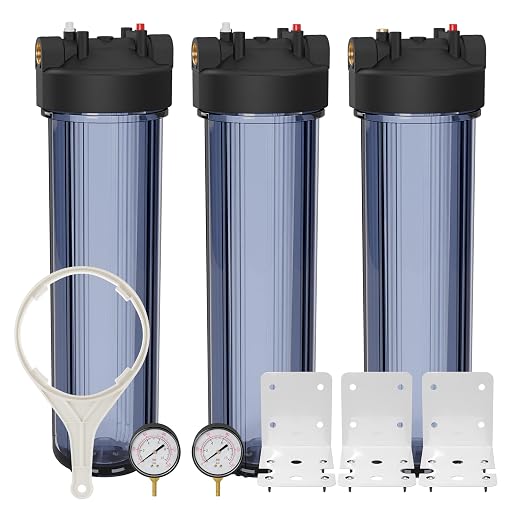 Max Water Whole House 20" x4.5" Purple Clear WH Water Filter Housing 1 inch by MaxWater