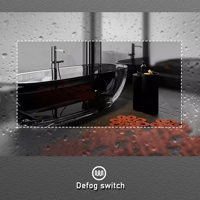 Bathroom Mirror with 3 Colour LED Lights, Wall Mounted Bathroom Vanity Mirror - Image 3