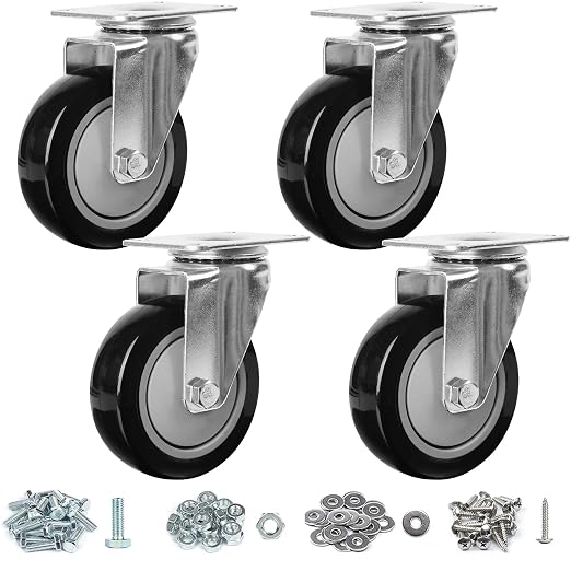 Finnhomy 4” Inch Swivel Casters Wheels Set of 4 Plate Casters Heavy Duty by Finnhomy