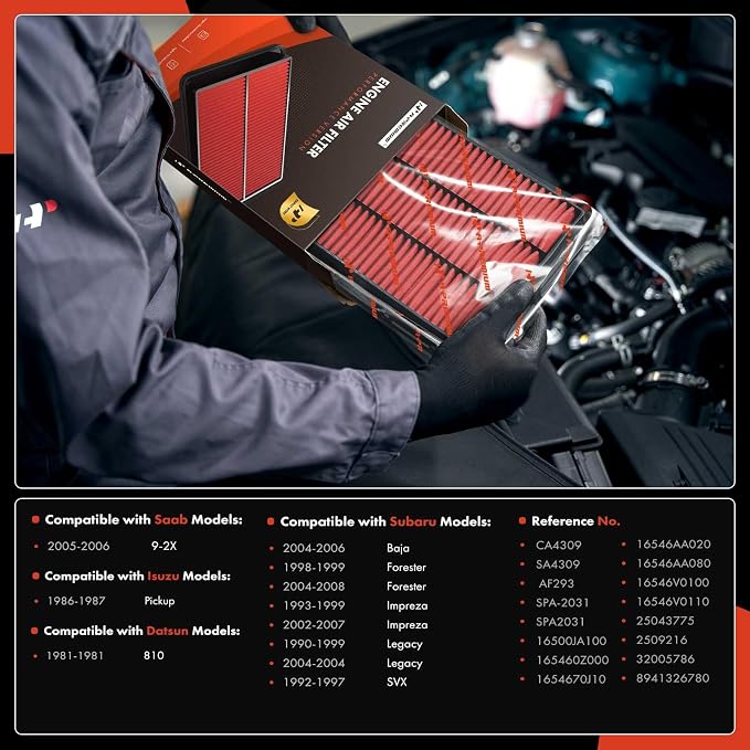 A-Premium High-performance, Pre-oiled Engine Air Filter Compatible - Image 3
