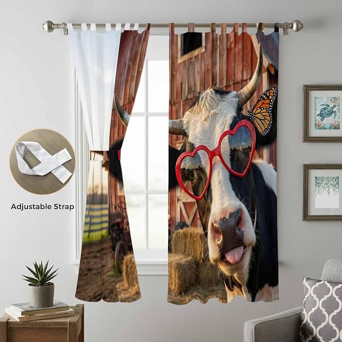 Farm Cows Living Room Curtains 84 Inch Length, Window Curtains Tab Top - Image 5