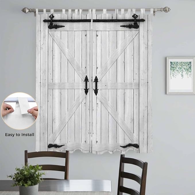 Farmhouse Wood Grain Living Room Curtains 84 Inch Length, Window Curtains Tab - Image 4