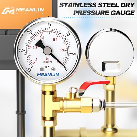MEANLIN MEASURE -30inHG~0Psi Vacuum Gauge Stainless Steel 1/4" NPT 2" FACE DIAL - Image 7