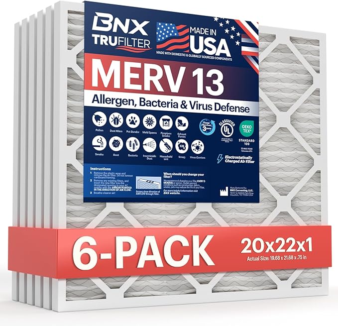 BNX TruFilter 20x22x1 Air Filter MERV 13 by BNX