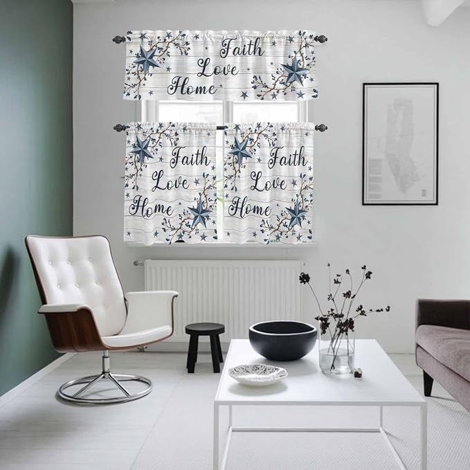 Farmhouse Kitchen Curtains Set 3 Piece - Image 8