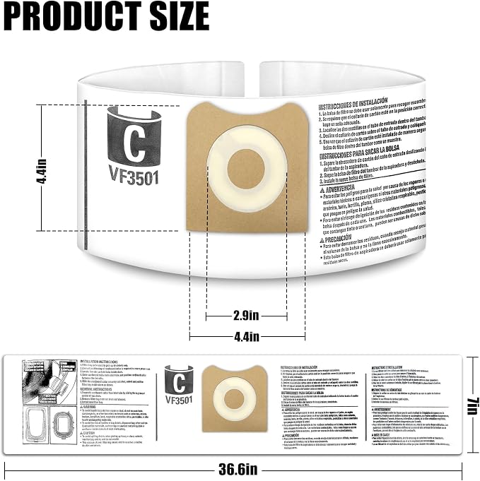 30 Pack VF3501 Vacuum Cleaner Bags Fit - Image 2