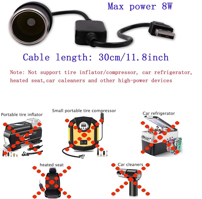 USB A Male to 12V Car Cigarette Lighter Socket Female Converter Cable - Image 5
