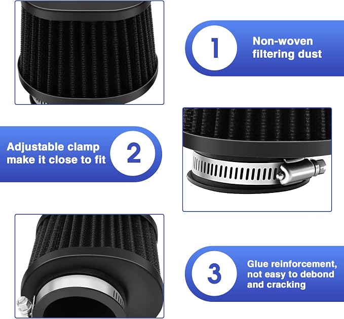 2PCS Motorcycle Air Filter Universal 45MM Replacement Engine Filter High - Image 4