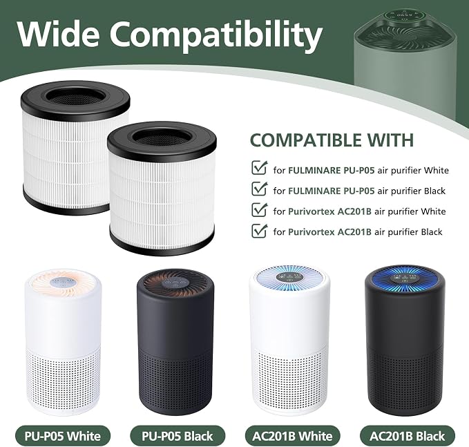4 Pack PU-P05/AC201B HEPA Replacement Filter Compatible - Image 2