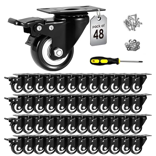 2" Caster Wheels Set of 48, Heavy Duty by ASHGOOB