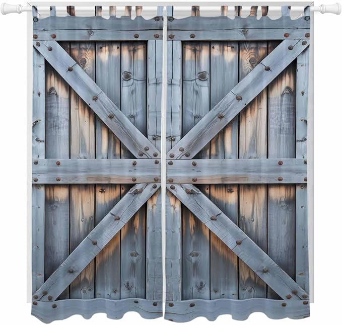 Farmhouse Wood Grain Living Room Curtains 84 Inch Length, Window Curtains Tab by Unknown