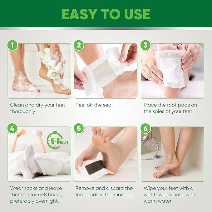 Natural Cleansing Foot Pads - Ginger Mugwort Bamboo Vinegar - Relieves Stress and Fatigue - Improves Sleep and Supports Body Cleansing - Premium Foot Care - 30 Pads (Pack of 1)