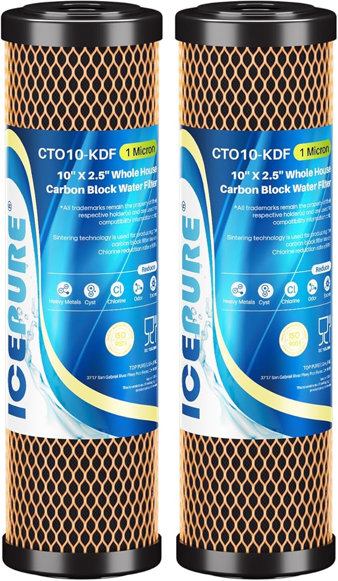 ICEPURE 1 Micron 2.5" x 10" Whole House Water Filter Coconut Shell Activated by ICEPURE