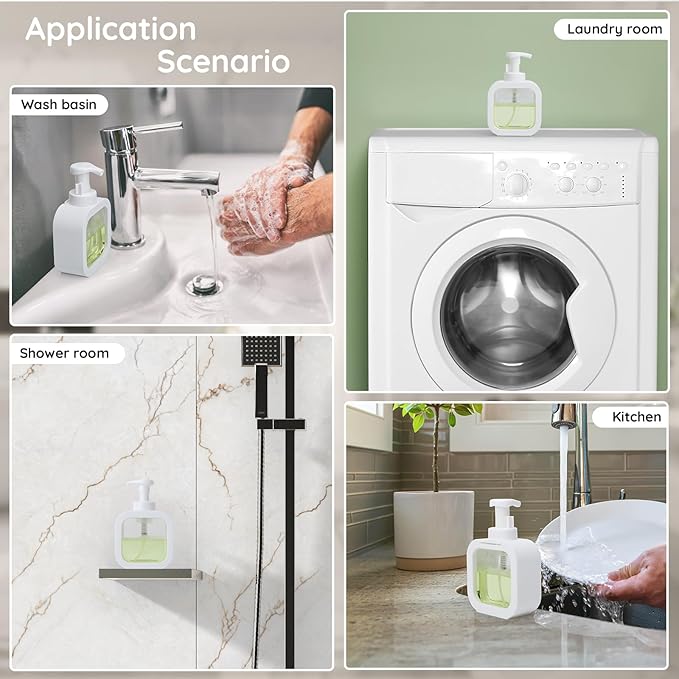 Segbeauty 10.1oz Foam Hand Soap Dispenser for Bathroom, 300ml Foamer Bottle with Pump and Waterproof Labels, 3pcs Foaming Dish Soap Dispenser for Shampoo, White Empty Refillable Plastic Containers