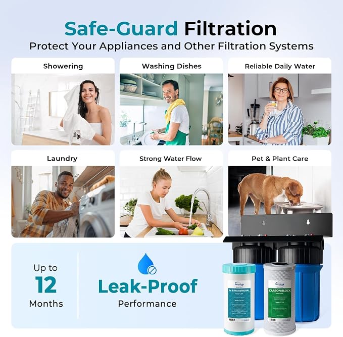 iSpring WGB21BM+AHPF12MNPT16X2 2-Stage Whole House Water Filtration System w/ - Image 6