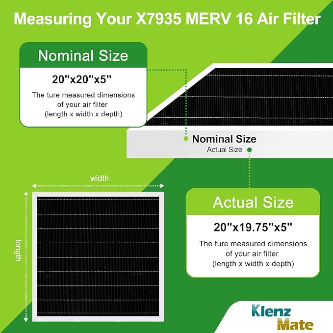 Upgraded 2 - Pack X7935 20x20x5 MERV 16 Air Filter Bundle, Carbon Clean Healthy - Image 4