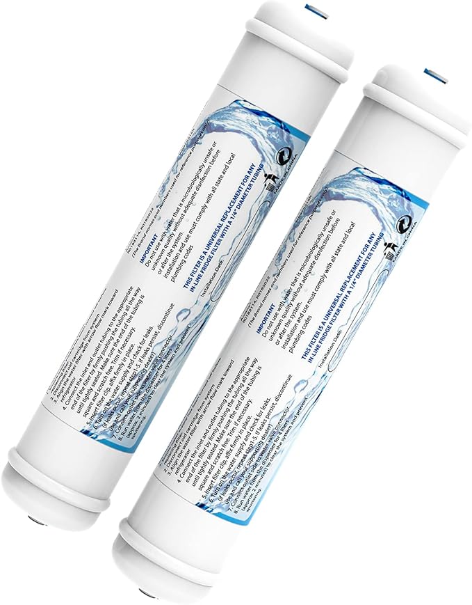 2 Pack Inline Water Filter 1/4" Quick-Connect Replacement Cartridge Inline by HiWater