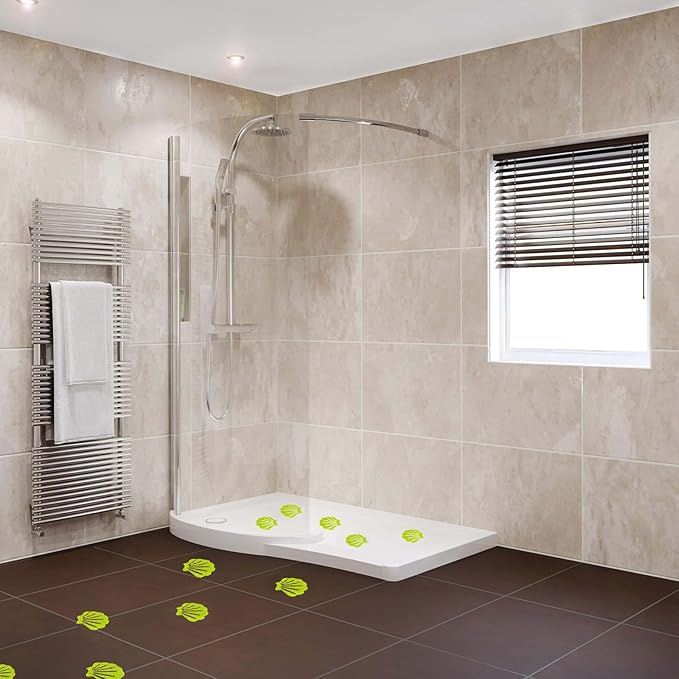 30 Pcs Non Slip Bathtub Stickers Green Adhesive Decals Sea Shell Shape Shower Stickers for Floor, Ladders, Bath Tub, Stairs, Bathroom