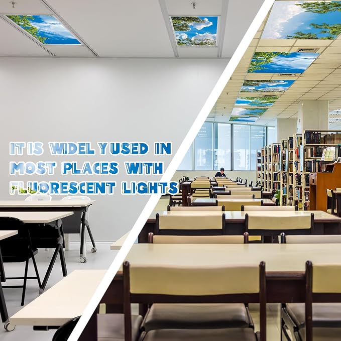 Amylove 4 Pcs Fluorescent Light Covers Classroom Ceiling Panels Light Filters - Image 3