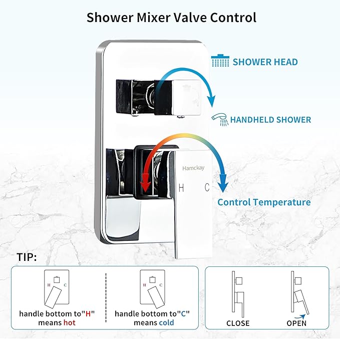 10 Inch Polished Chrome Shower Faucet Set with Rain Shower Head and Handheld Spray, Wall Mounted Rainfall Shower Head with Handheld Combo, Bathroom luxury Shower System with Valve and Trim