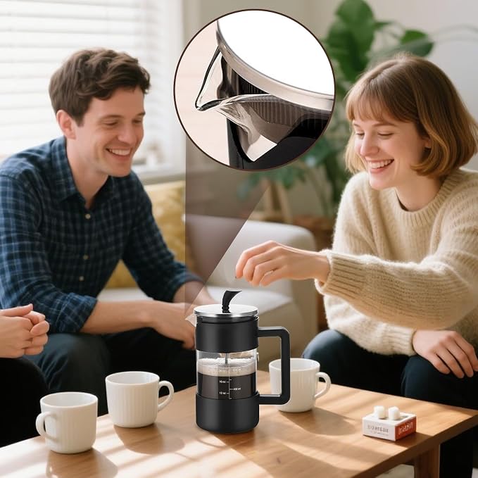 Pressed Coffee Maker 1 Liter – Portable Coffee Press System, Heat Resistant - Image 3