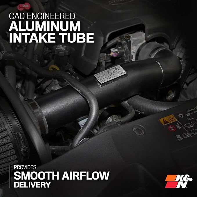 K&N Cold Air Intake System: Dry-Flow Air Filter, Increase Performance & Towing: - Image 5
