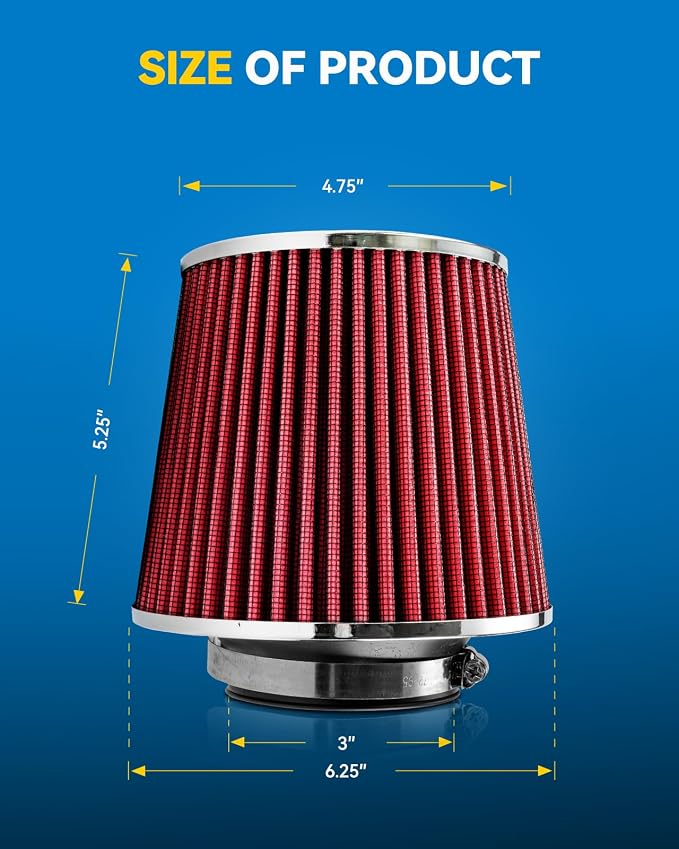 PHILTOP Universal Clamp-On Air Intake Filter, Replacement Air Filter: High Flow - Image 4