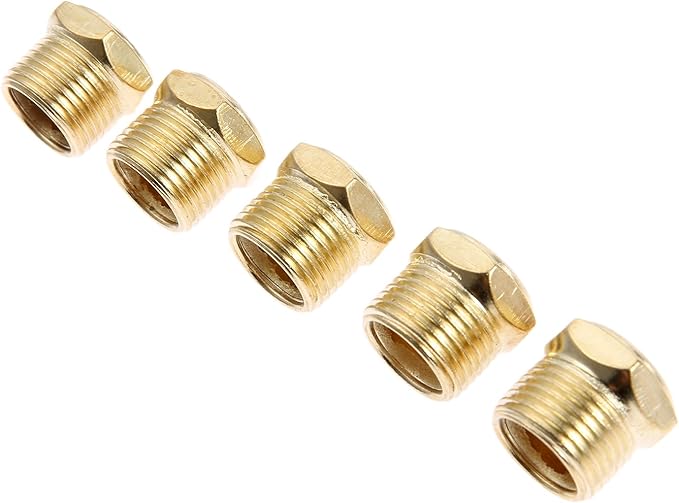 5PCS 3/8" Brass Muffler, Pneumatic Air Vent Silencer, Hex Sintered Filter Male by Mtsooning