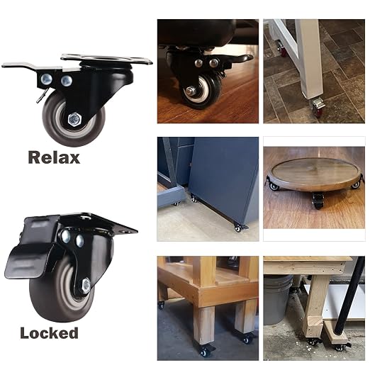 2" Casters Set of 8 Heavy-Duty Industrial Caster Wheels - Image 5