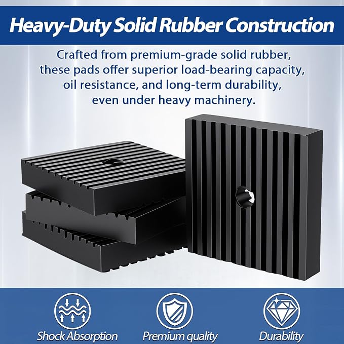 8 Pack 4" x 4" x 1" Heavy Duty Anti Vibration Pads Solid Rubber Shock Isolation - Image 3